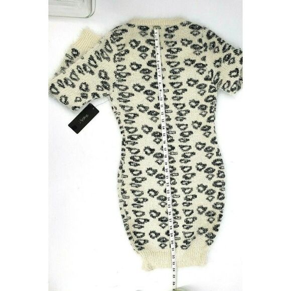 Rhapsody Sweater Dress XS Animal Print Cozy Shaggy Eyelash Fuzzy Knit New - Picture 6 of 12